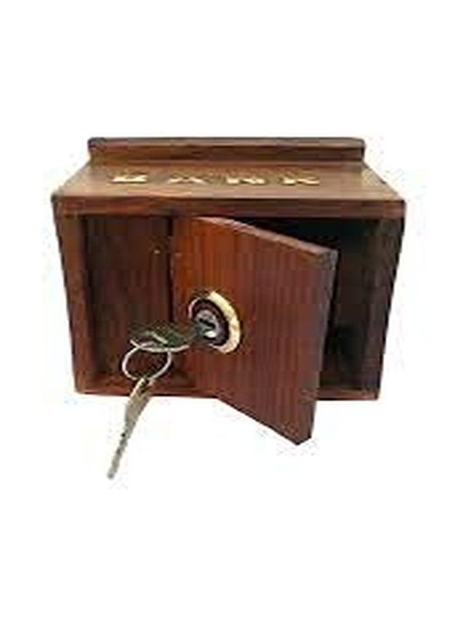 Giftoshopee Handicraft Sheesham Wooden Hut Shaped Piggy Bank/Money Bank Coin Bank (Brown) - Image 3